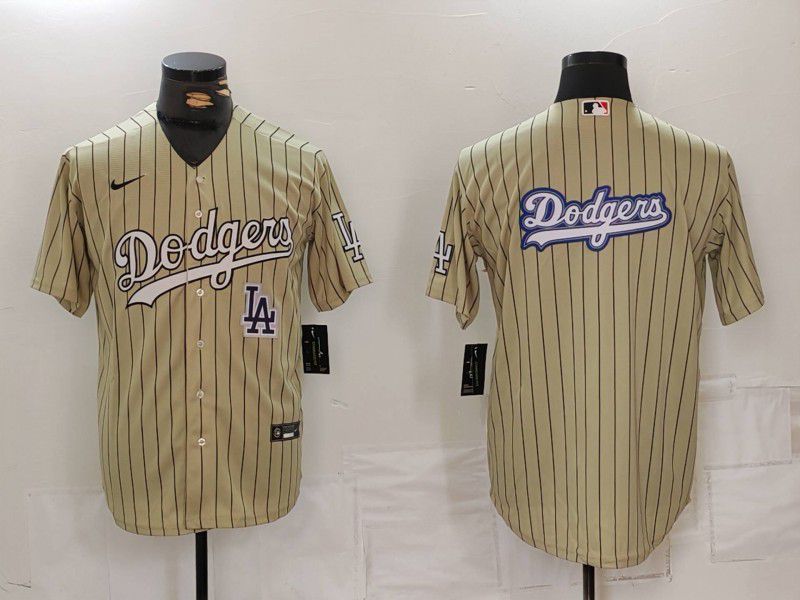 Men Los Angeles Dodgers Blank Cream Stripe Game 2024 Nike MLB Jersey style 6